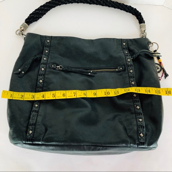 The Sak Black Leather Purse Silver Studs Hobo - Picture 7 of 8